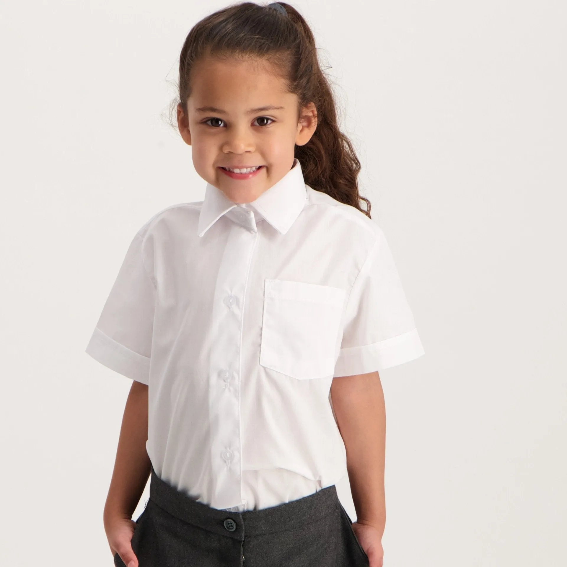 Girls Short Sleeve Regular Neck Blouse - White sold by Edgars