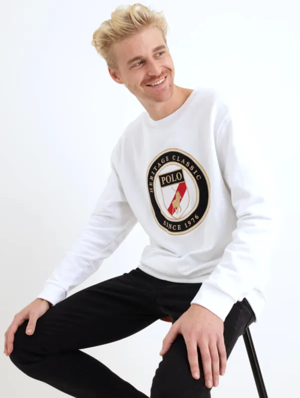 Men's Crest Fleece Sweattop - White sold by Edgars