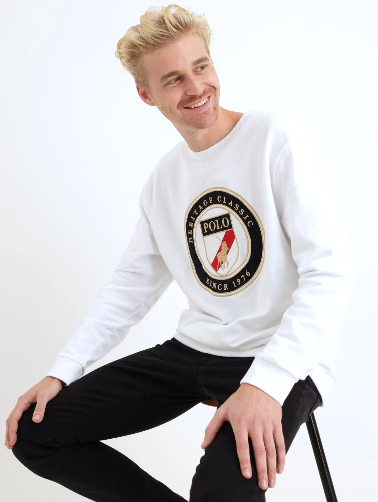 Men's Crest Fleece Sweattop - White sold by Edgars
