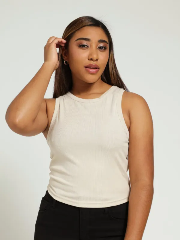 Rib Racer Tank Top - Stone sold by Edgars