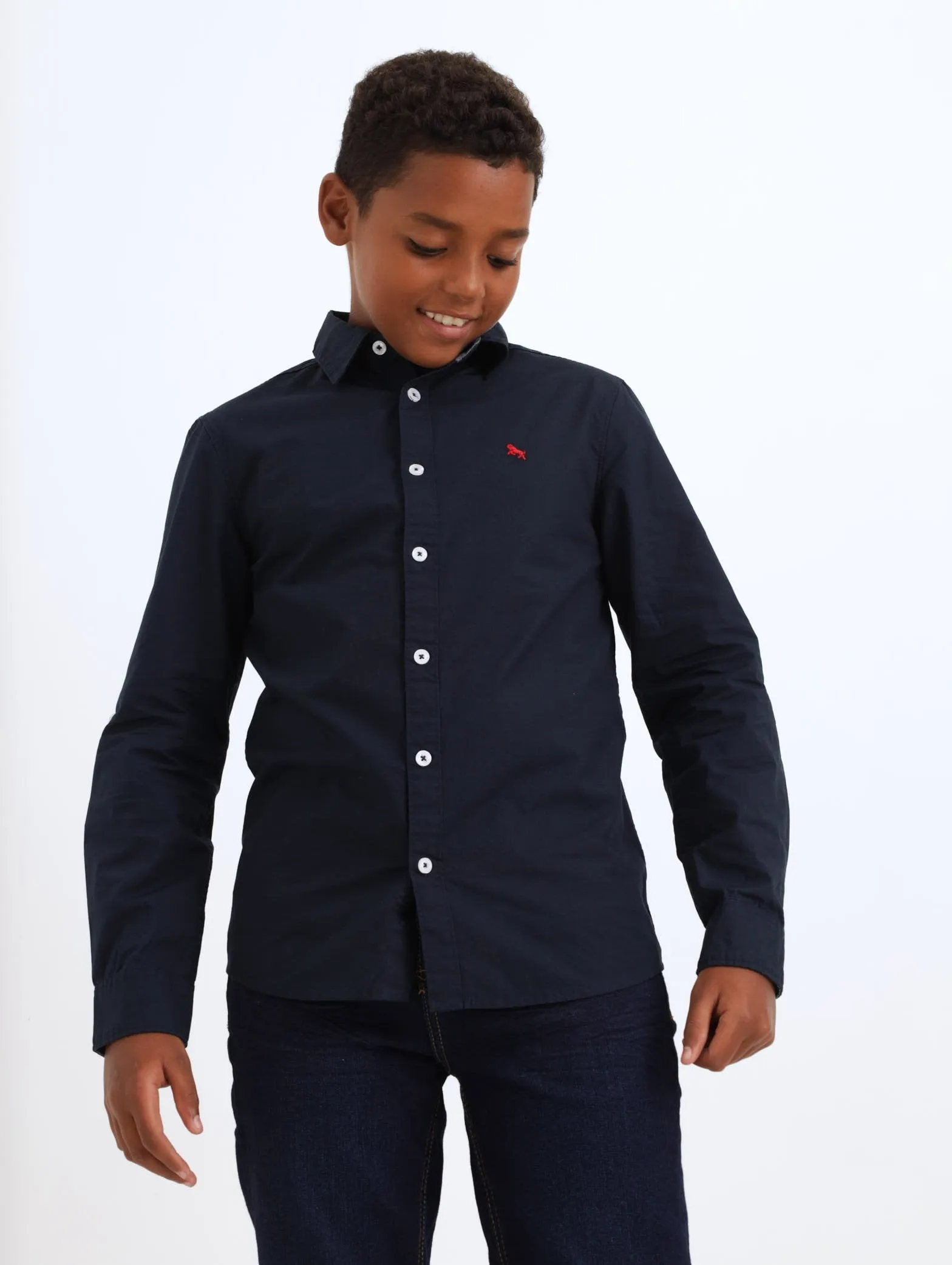 Boys Cracker Cotton Shirt - Dark Blue sold by Edgars