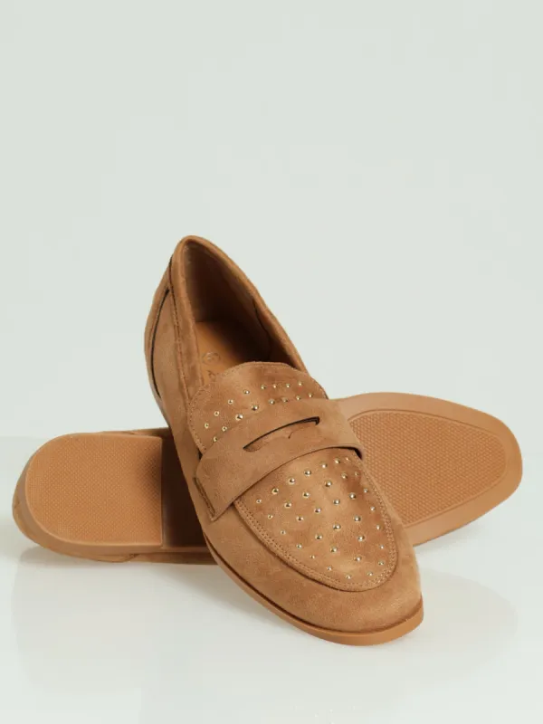 Studded Penny Loafer - Natural sold by Edgars