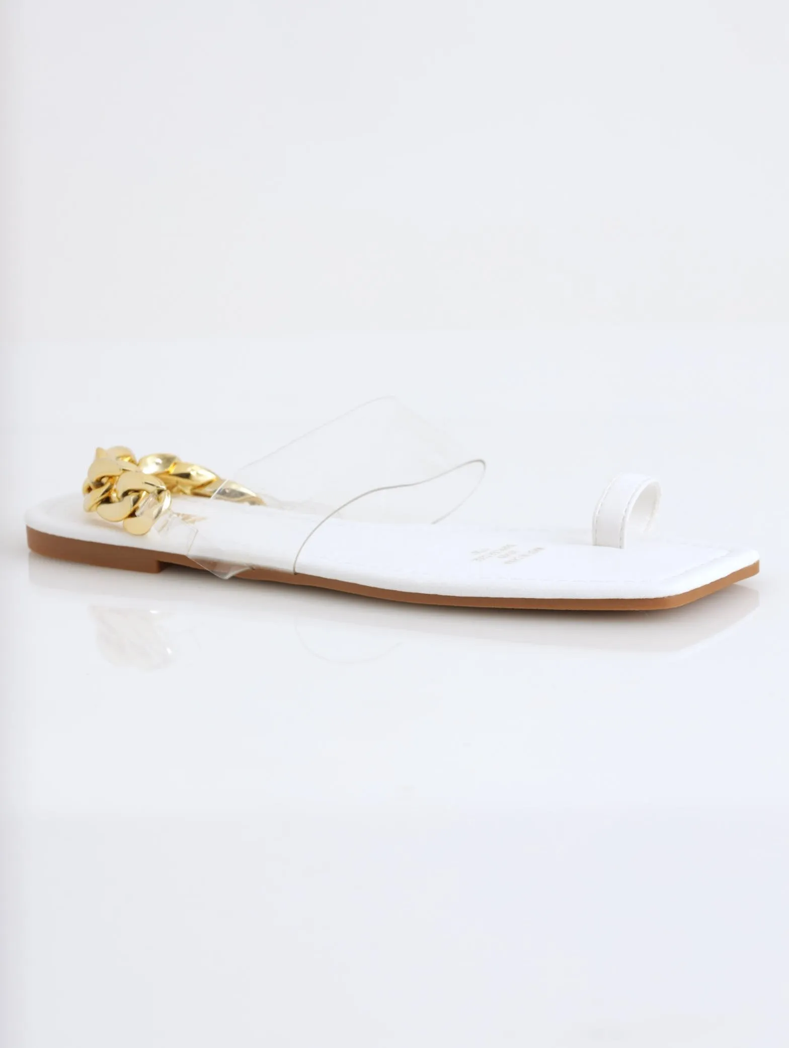 Ladies Toe Post Sandal With Chain Detail - Clear sold by Edgars