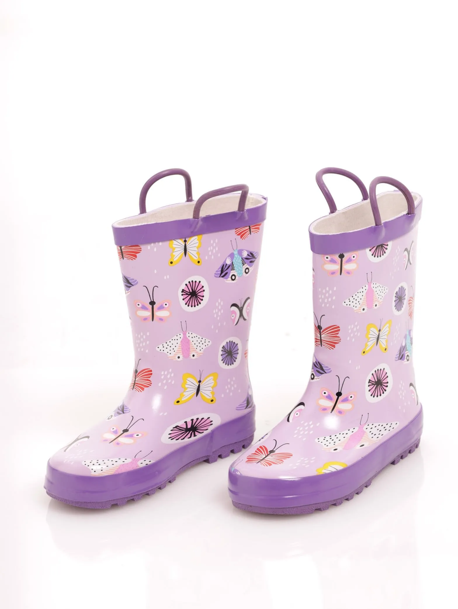 Girls Novelty Butterflies Rubber Boot - Lilac sold by Edgars