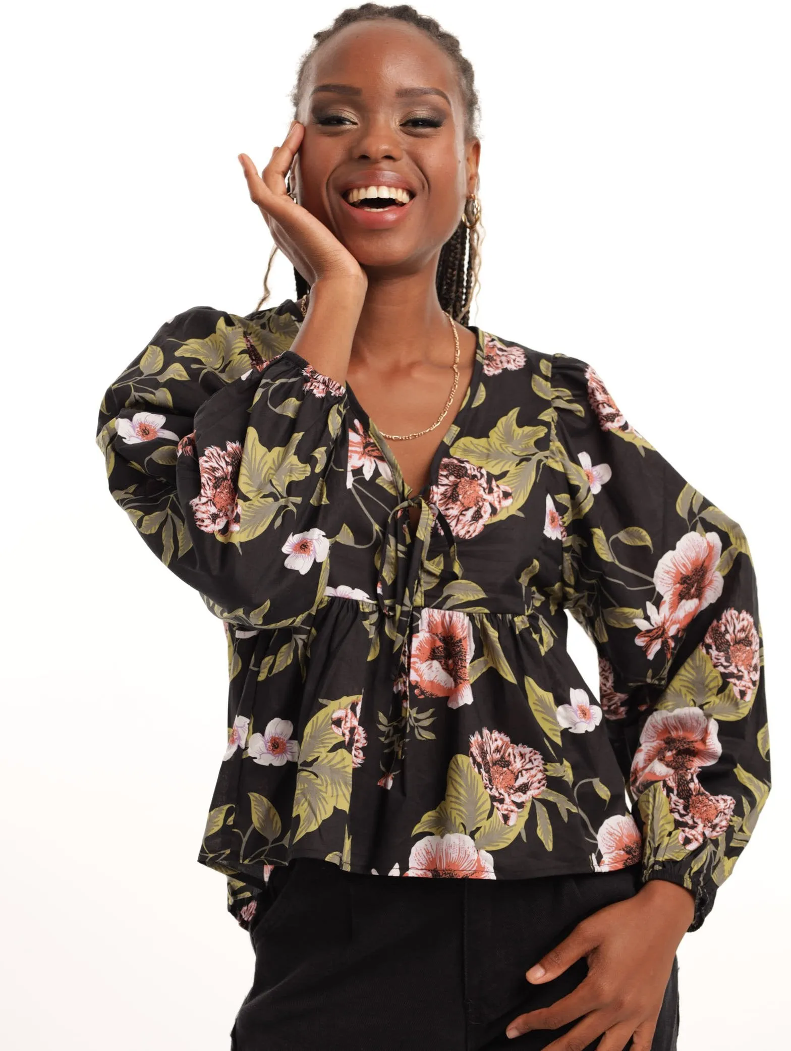 Ladies Yoke Detail Floral Blouse sold by Edgars