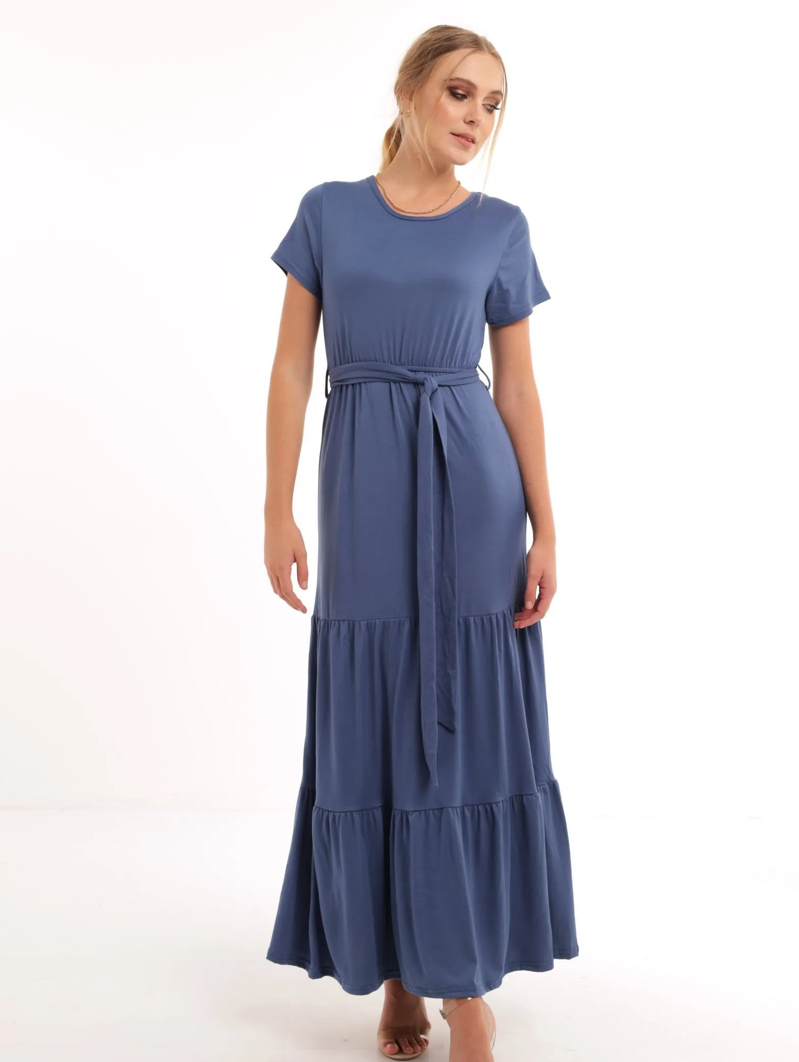 Ladies Waisted Pocket Tee Dress - Blue sold by Edgars