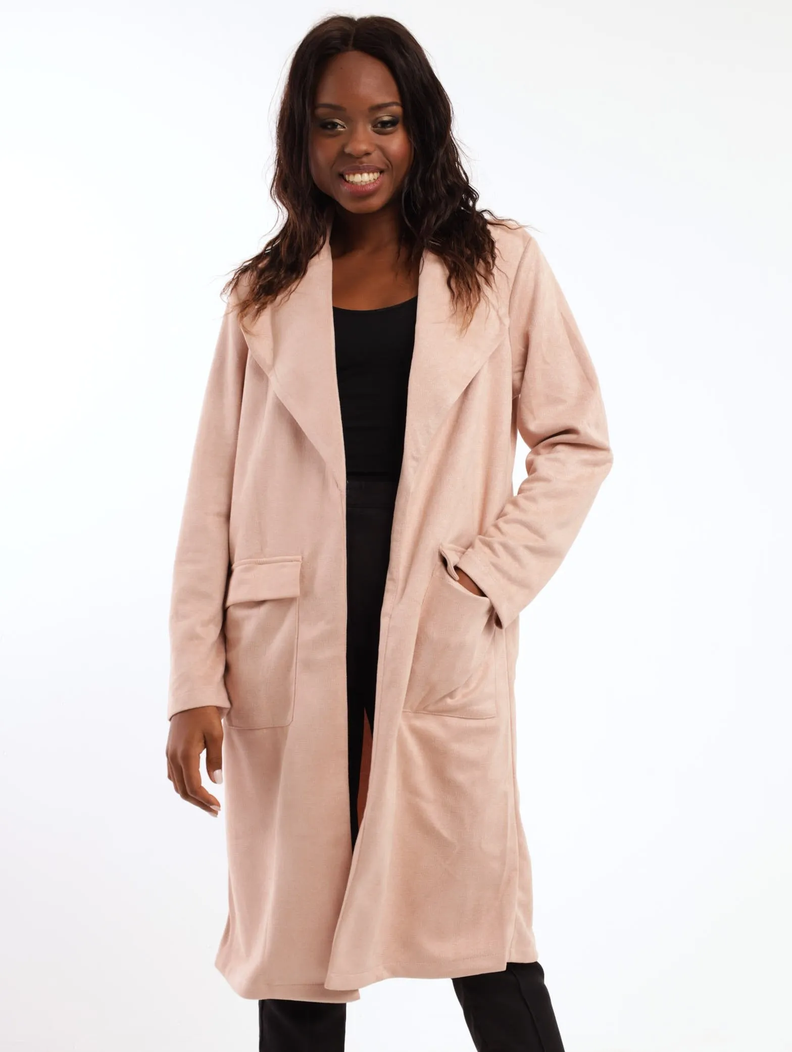 Ladies Suede Cargo Duster Jacket - Pink sold by Edgars