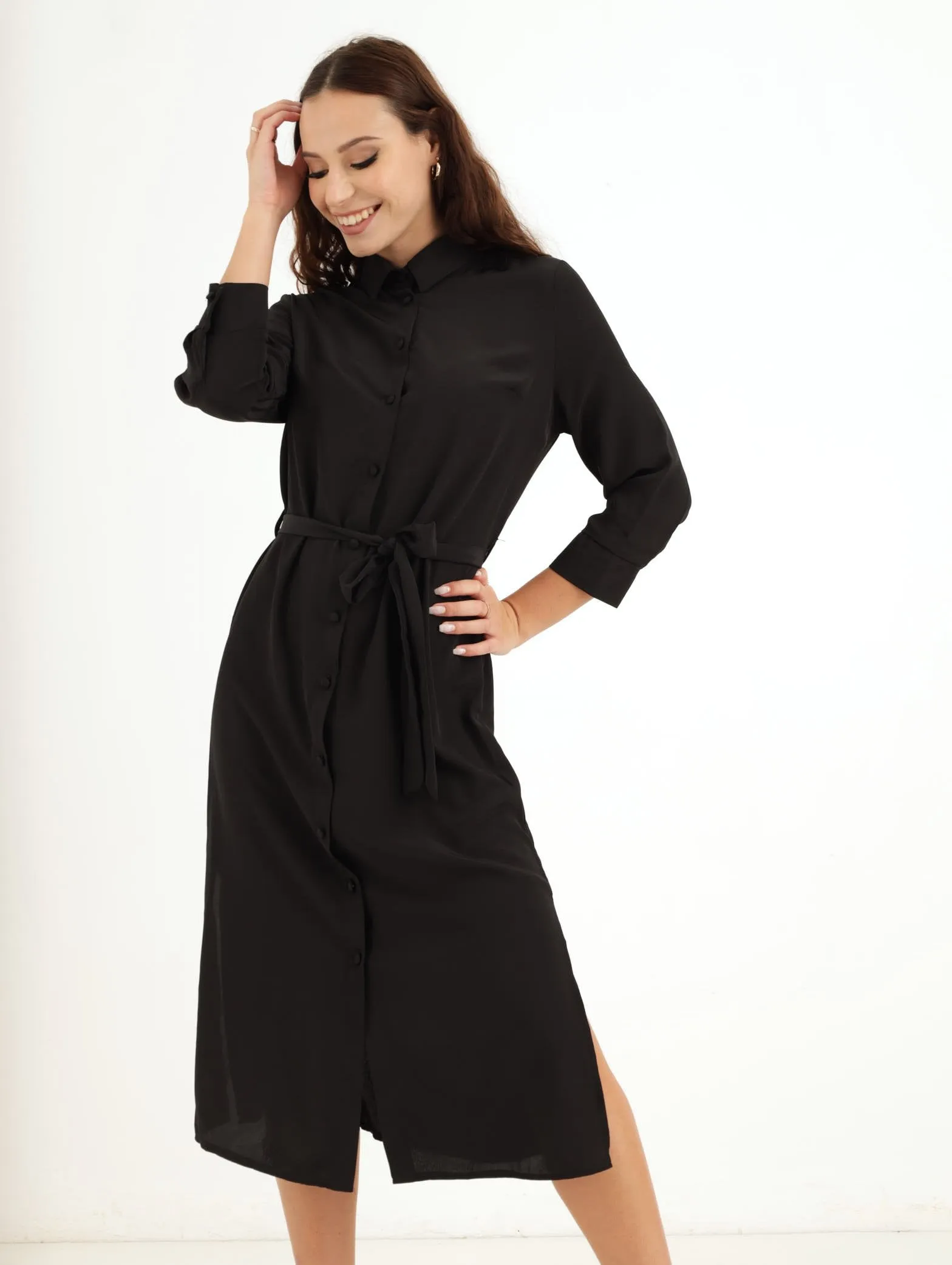 Ladies Midi Shirt Dress - Black sold by Edgars
