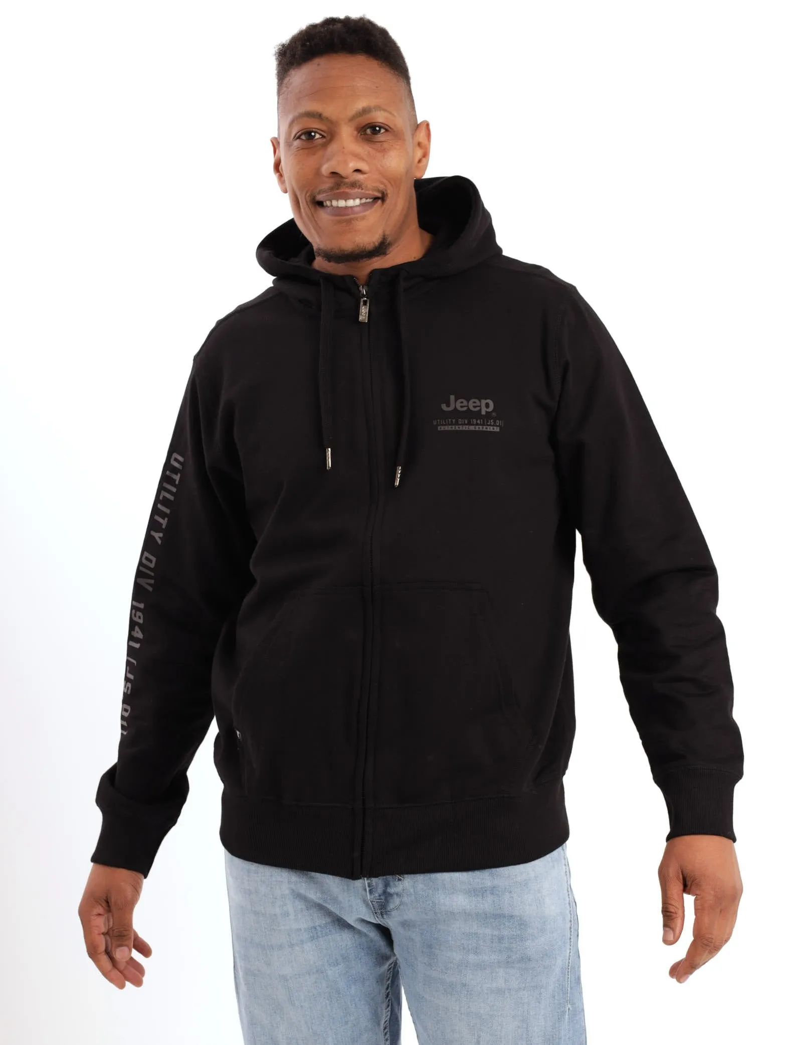 Men's Zip Through Hooded Track Top - Black sold by Edgars