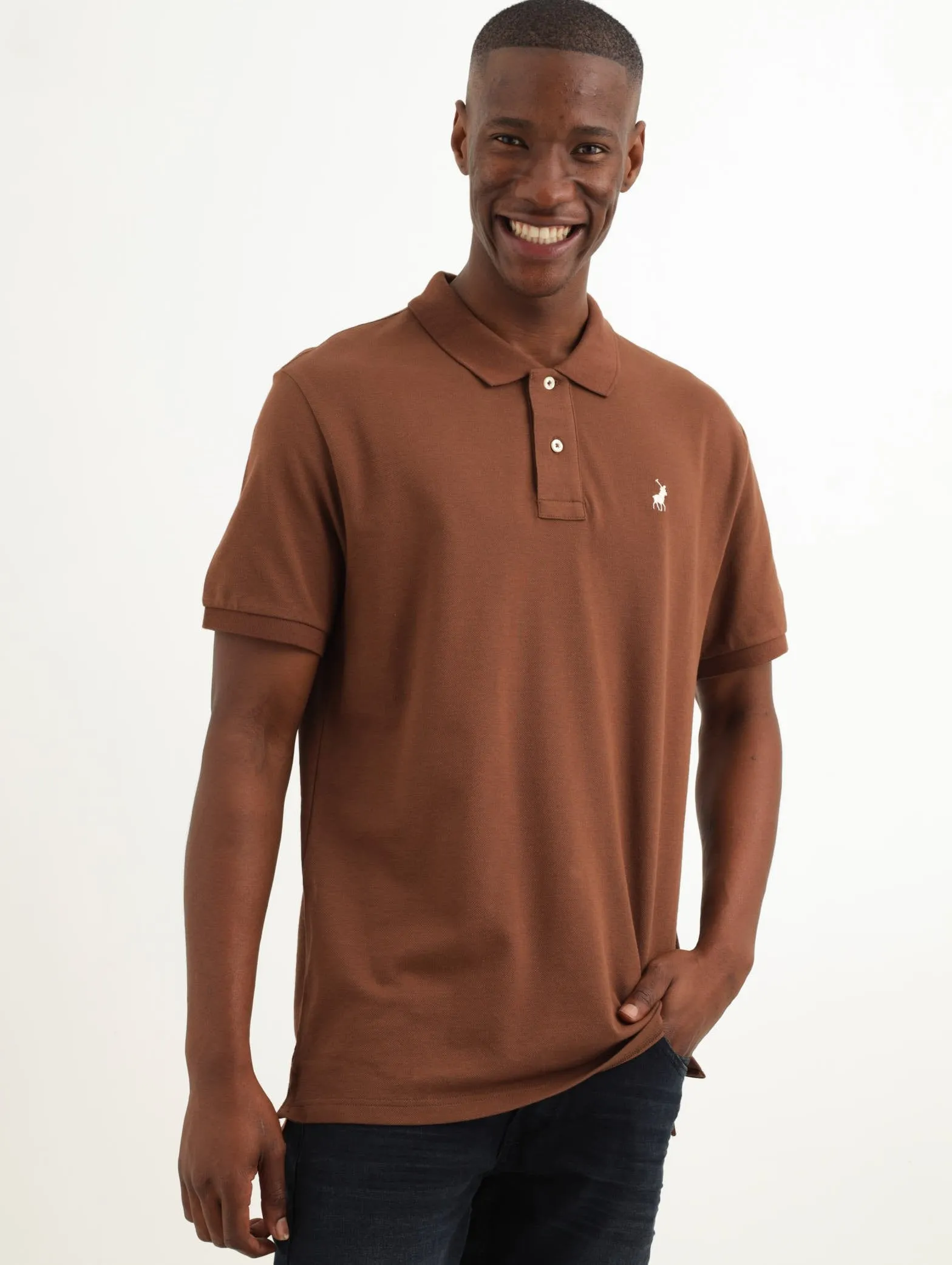 Men's Plain Pique Golfer - Tan sold by Edgars