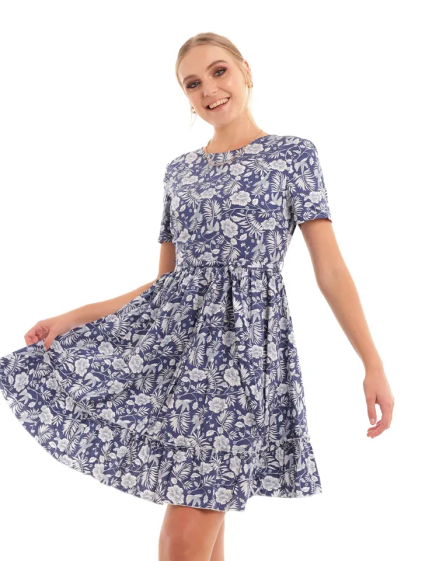 Ladies Poplin Dress - Navy/White sold by Edgars