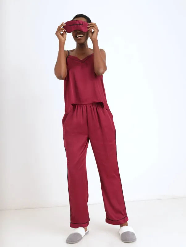 Ladies Satin Cami & Pant Set - Plum sold by Edgars