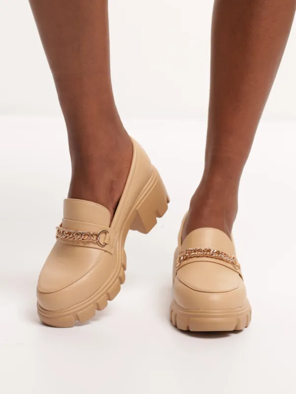 Ladies Chunky Lug Sole Loafer - Camel sold by Edgars