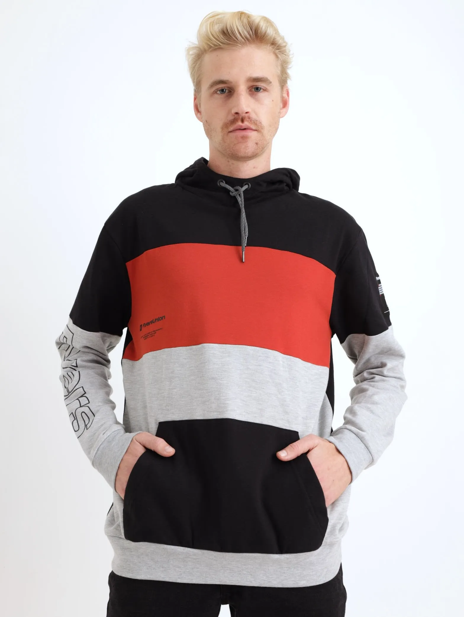 Men's Colourblock Hoody - Black sold by Edgars