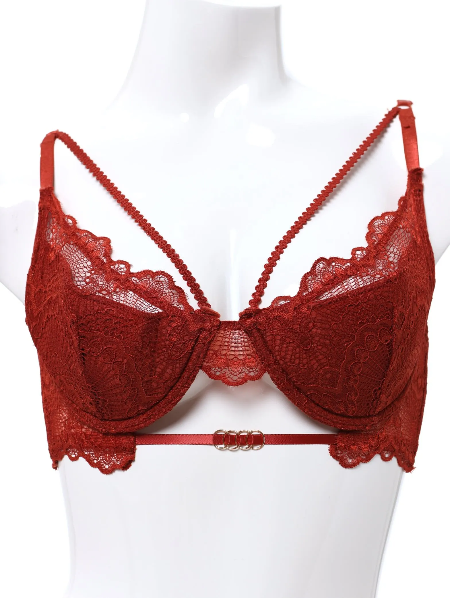 Ladies Soft Cup Wired Bra With Neckline Strapping - Rust sold by Edgars