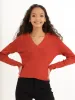 Ladies Collar Button Up Jersey - Rust sold by Edgars