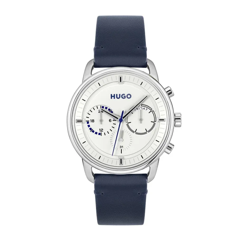 Advise 44mm Watch With White Dial & Blue Leather Strap sold by Edgars