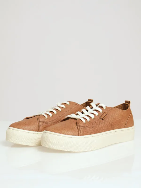 Basic Lace Up Platrform Sneaker - Tan sold by Edgars