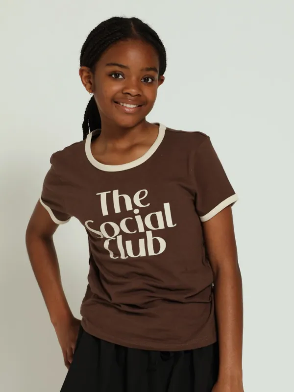 Girls Regular The Social Tee - Brown sold by Edgars