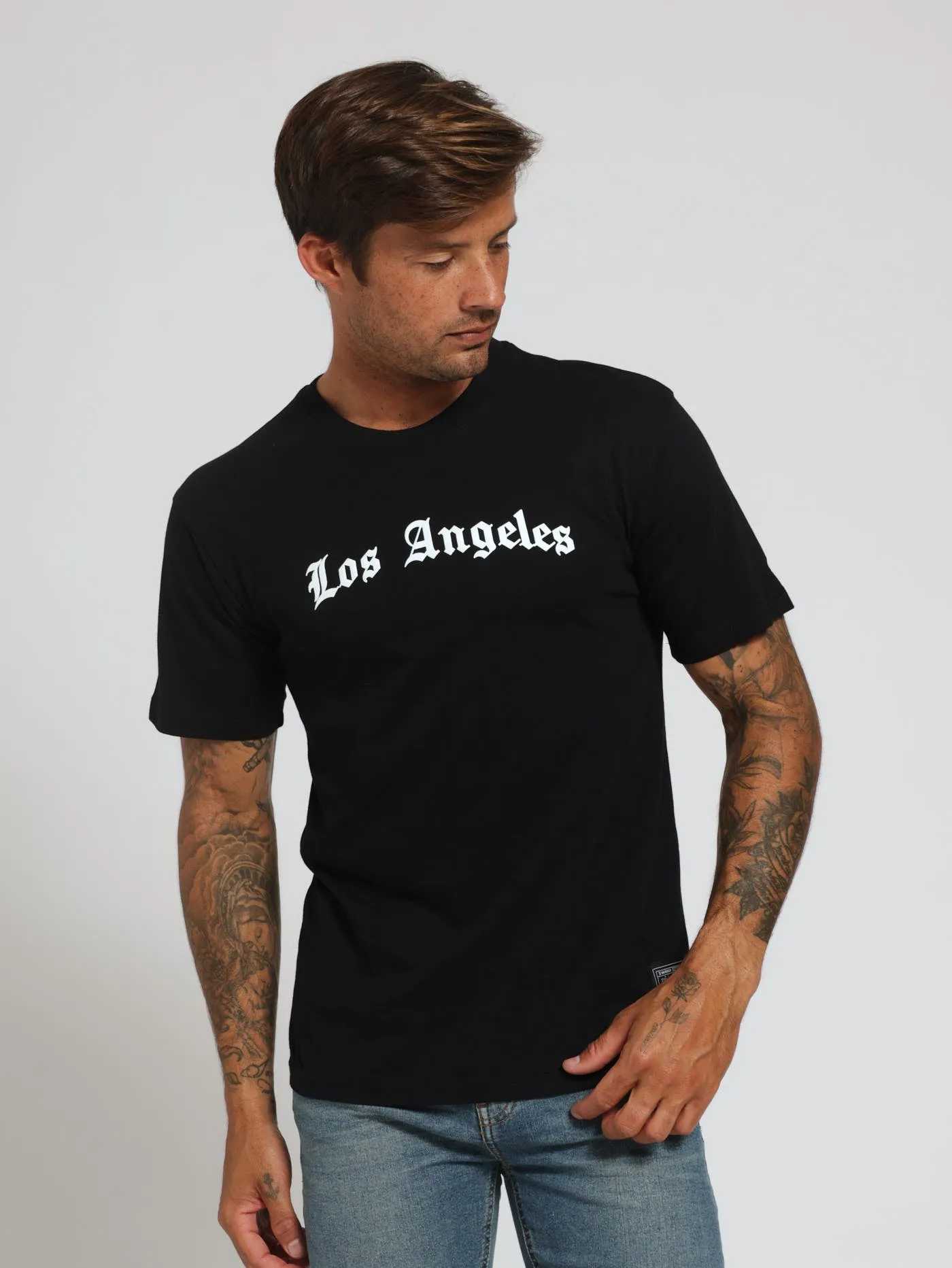 Back & Sleeve City Print Tee - Black sold by Edgars