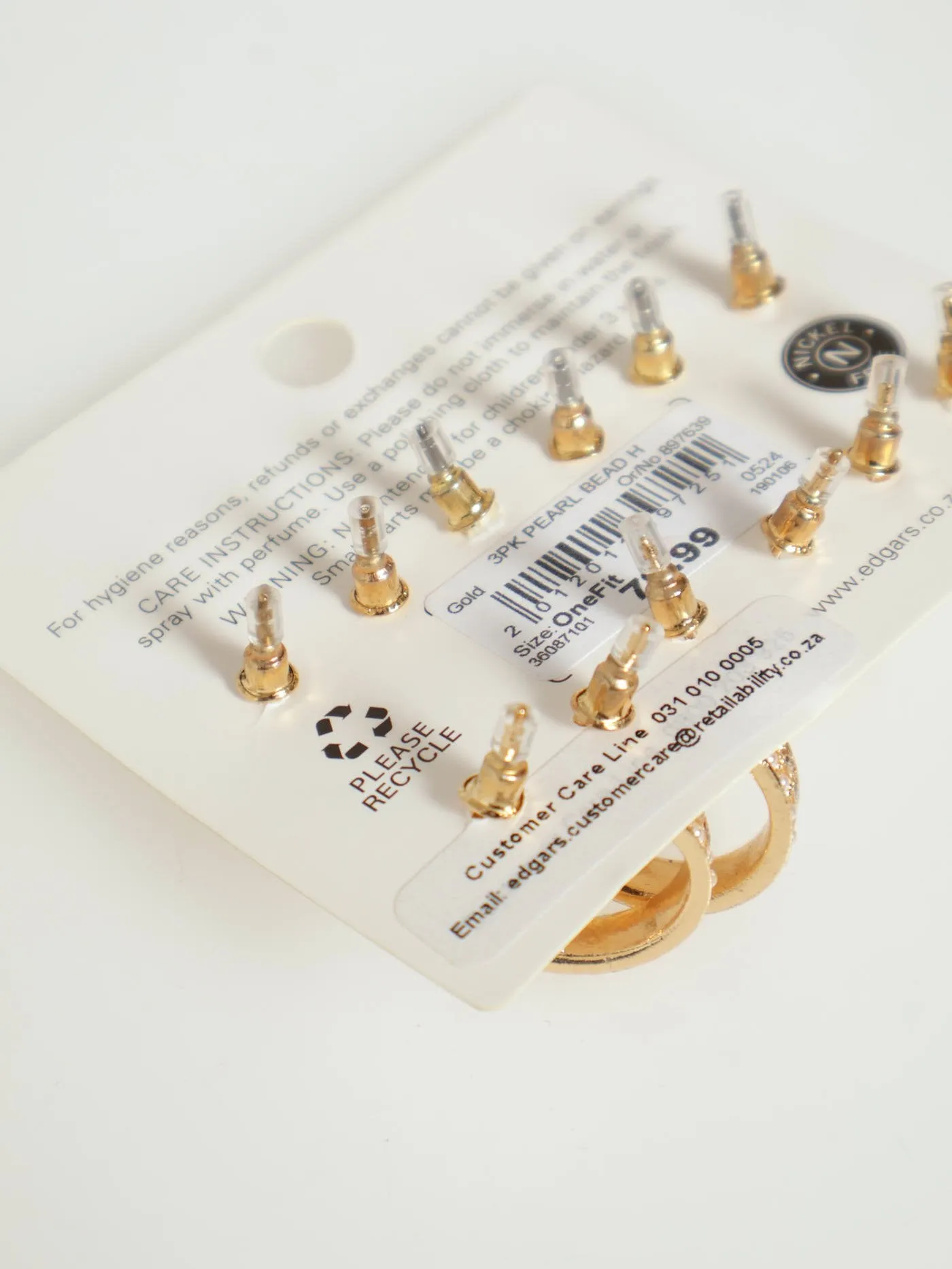 3 Pack Pearl Bead Hoops - Gold sold by Edgars product image thumbnail 2