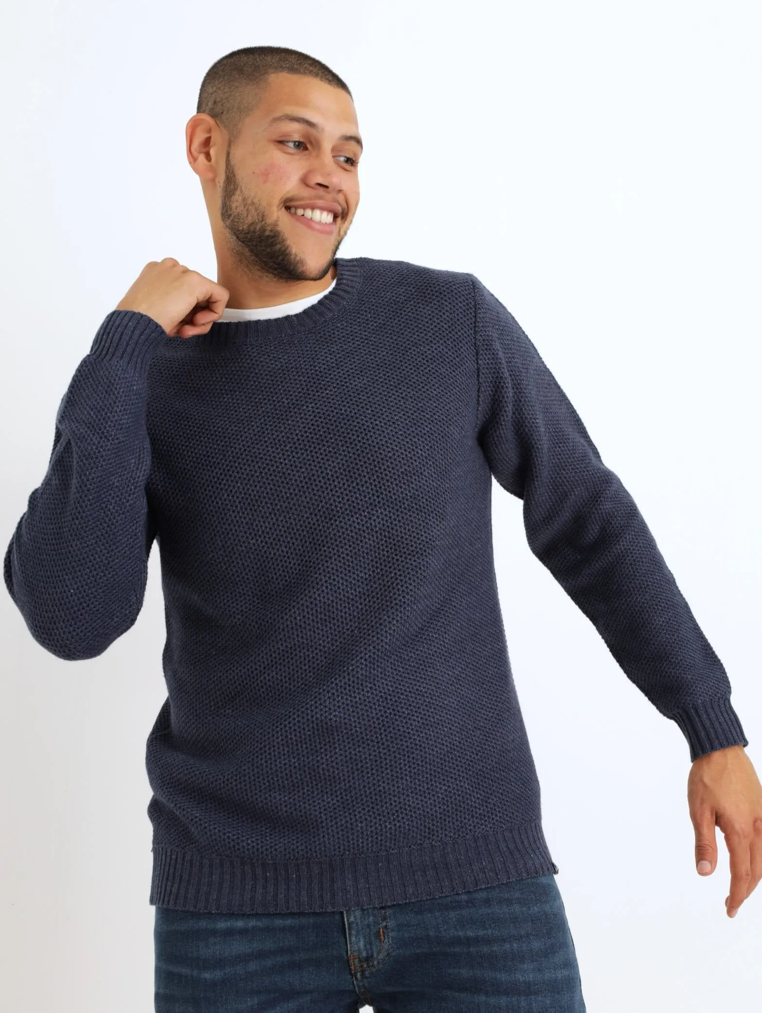 Men's Crew Knitwear - Navy sold by Edgars