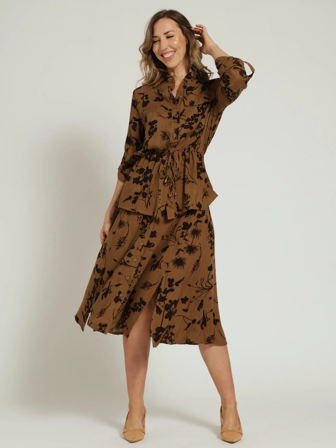 Flare Button Detail Skirt - Brown sold by Edgars product image thumbnail 4