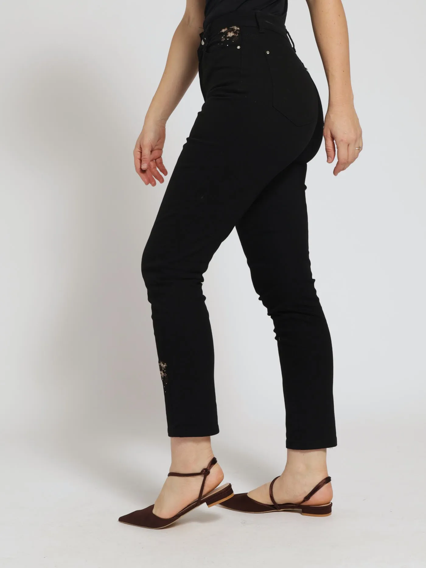 Floral Embroidered Detail Straightleg Denim Jean - Black sold by Edgars product image thumbnail 2