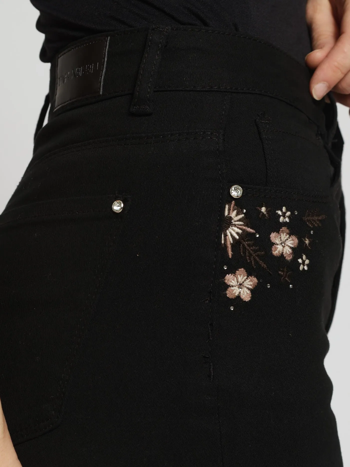 Floral Embroidered Detail Straightleg Denim Jean - Black sold by Edgars product image thumbnail 4