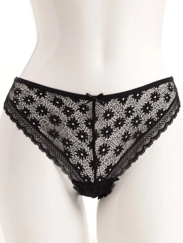 Ladies Lace Thong Panty - Black sold by Edgars