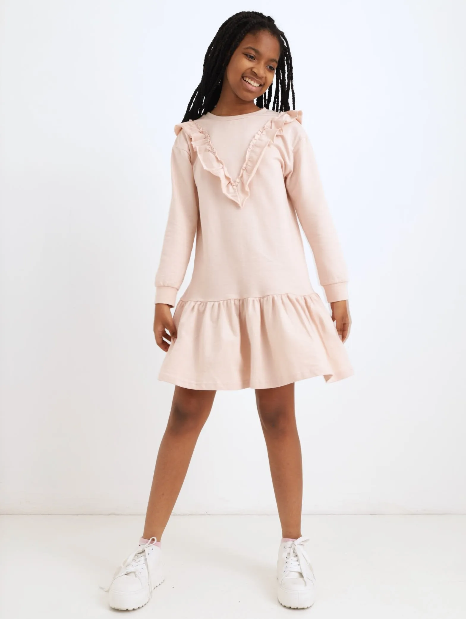 Girls Frilled Fleece Dress - Blush sold by Edgars