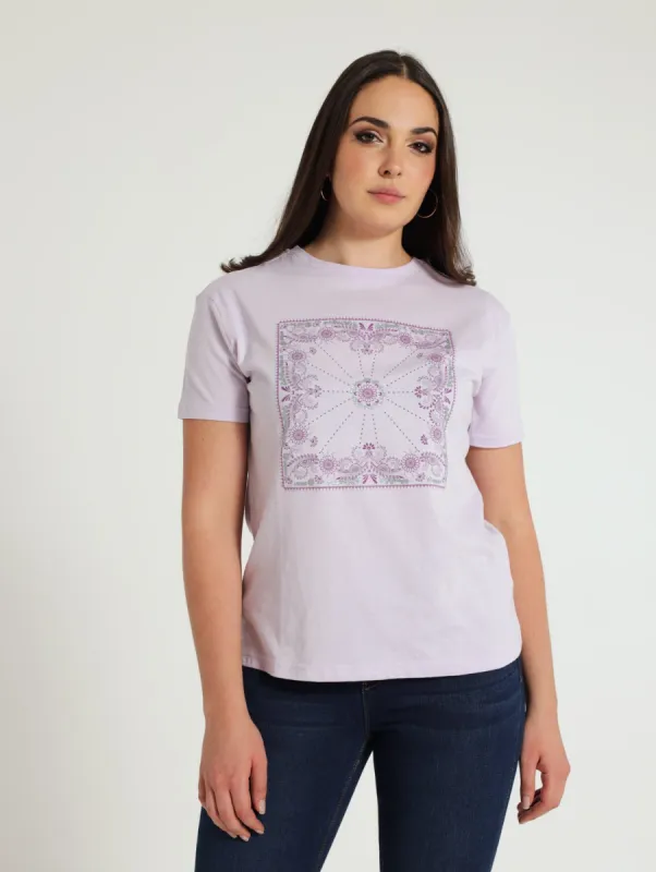 Paisley Block Print Tee - Mauve sold by Edgars