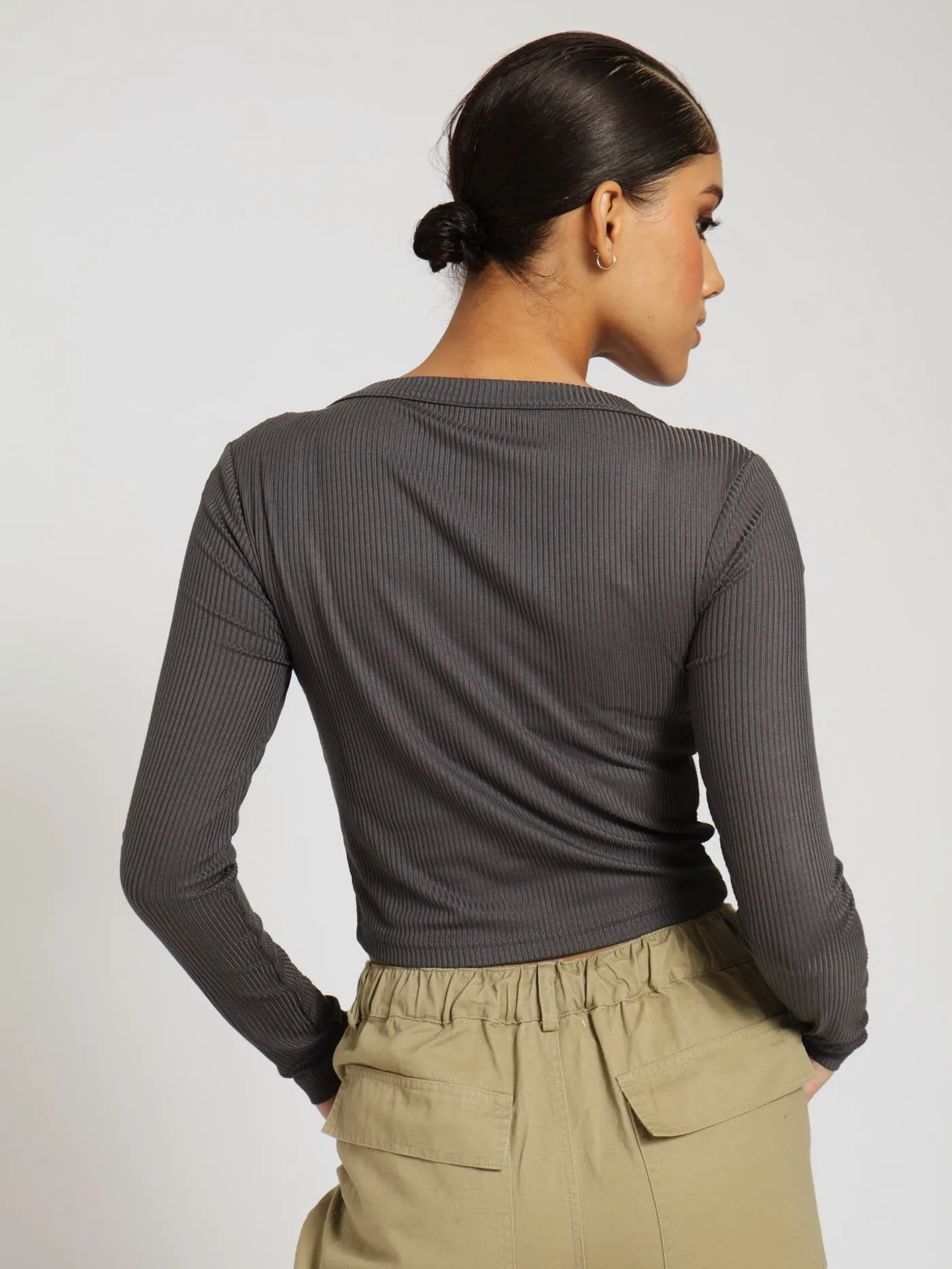 Scoop Neck Rib Basic Top - Charcoal sold by Edgars product image thumbnail 3