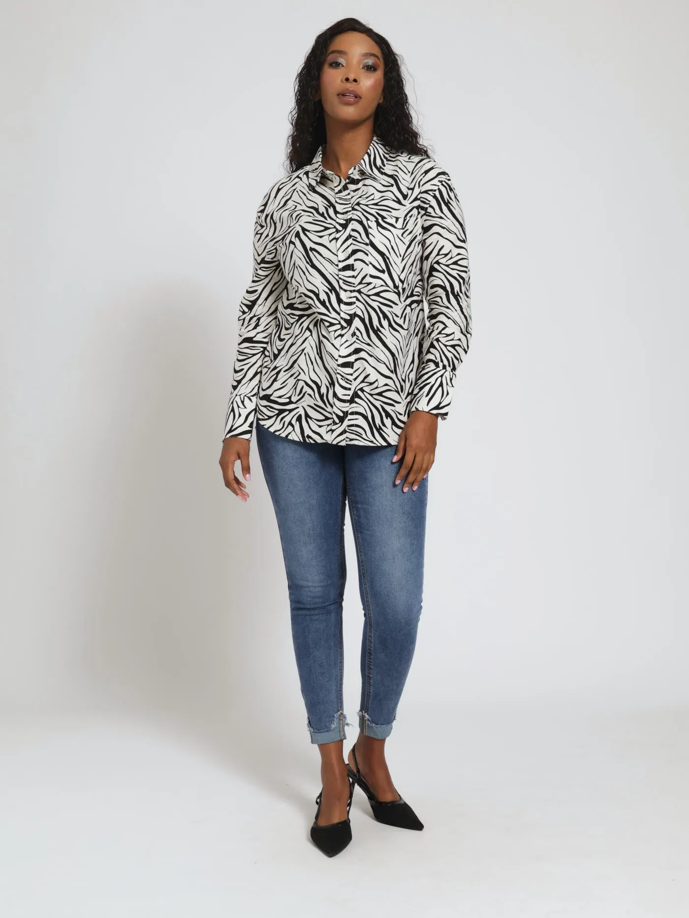 Long Sleeve 1 Pocket Linen Shirt - Black/Cream sold by Edgars  product image thumbnail 2