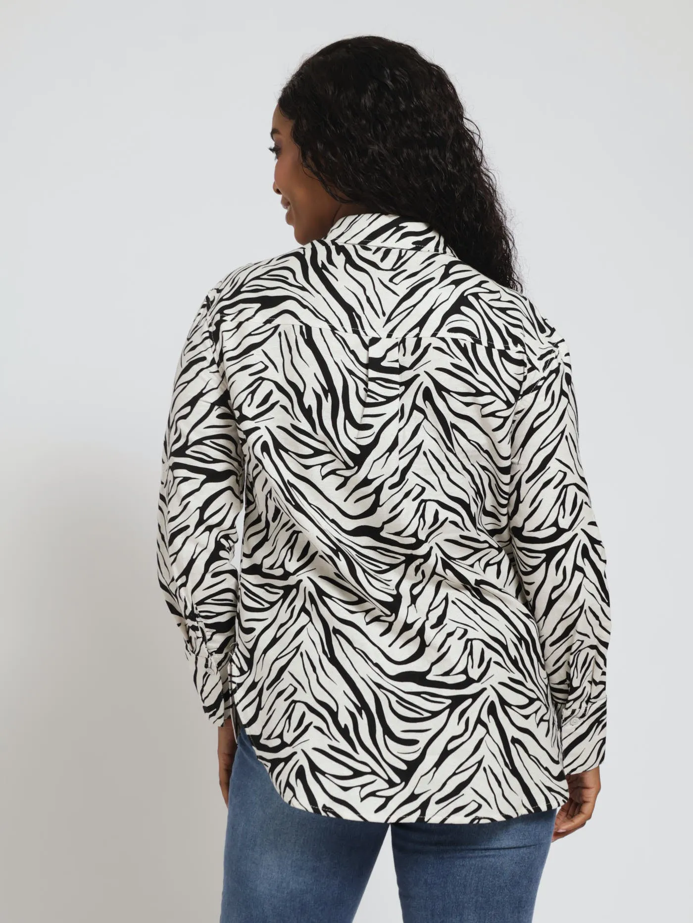 Long Sleeve 1 Pocket Linen Shirt - Black/Cream sold by Edgars  product image thumbnail 4