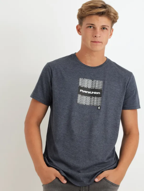 Men's Repeat Logo Tee - Navy Melange made by Edgars
