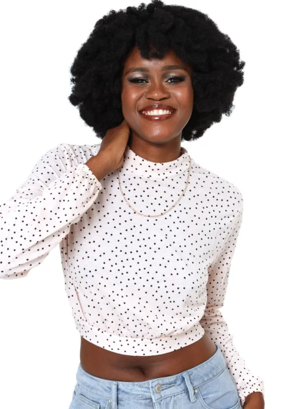 Ladies Tie Open-Back Crinkle Blouse Spot Top - Rose sold by Edgars