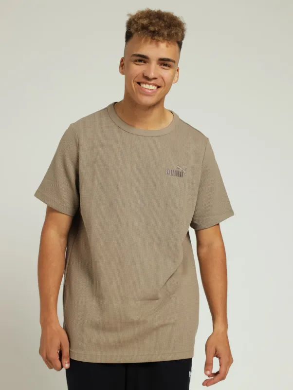 Essentials Elevated Waffle Tee - Taupe sold by Edgars