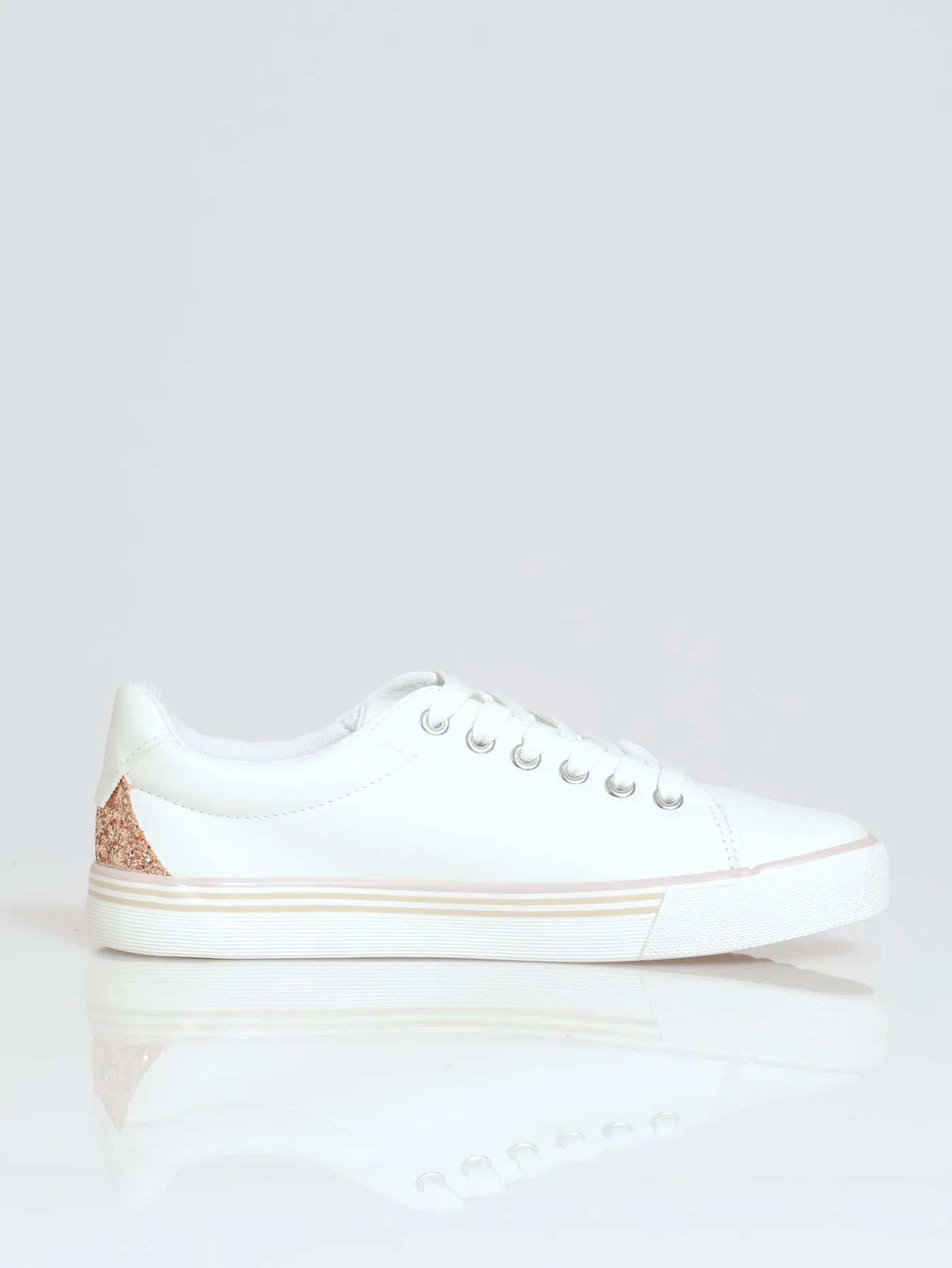 Melina Glitter Lace Up Sneaker - White sold by Edgars product image thumbnail 2
