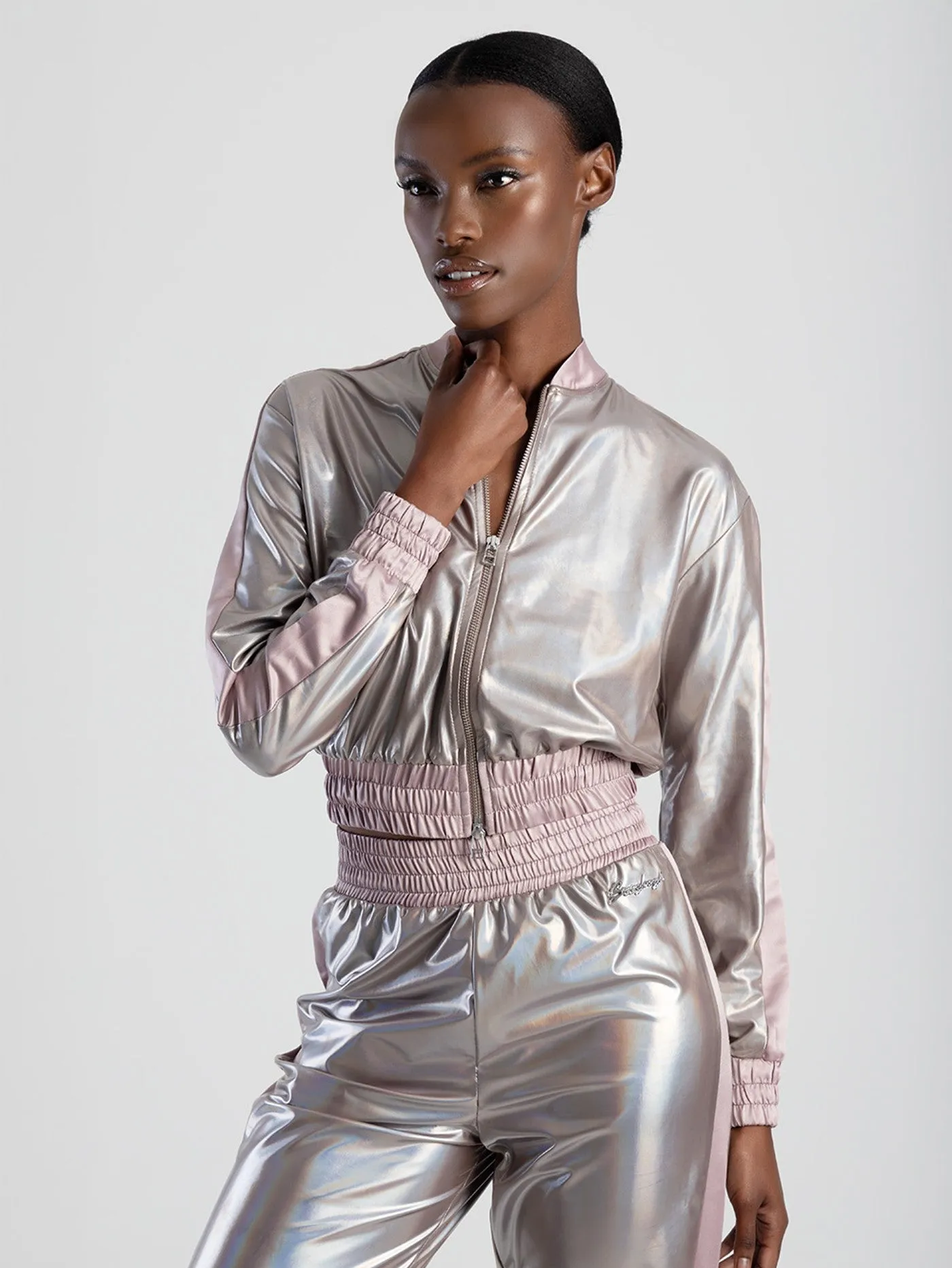 Bomber Style Zip Through Tracksuit Jacket - Silver sold by Edgars