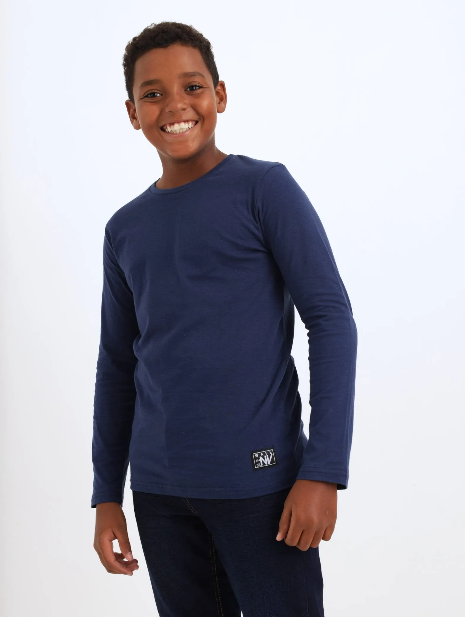 Boys 2 Pack Long Sleeve Basic Tee - Navy/Grey sold by Edgars