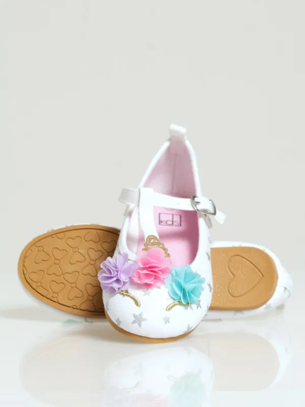Pre-Girls T-Bar Unicorn Pumps - White sold by Edgars