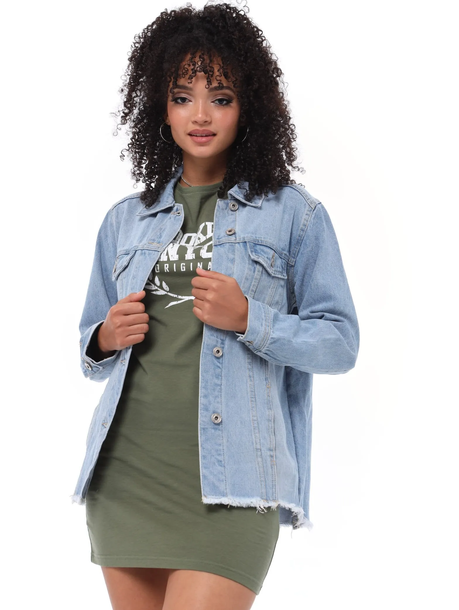 Ladies Oversized Denim Jacket - Light Blue sold by Edgars