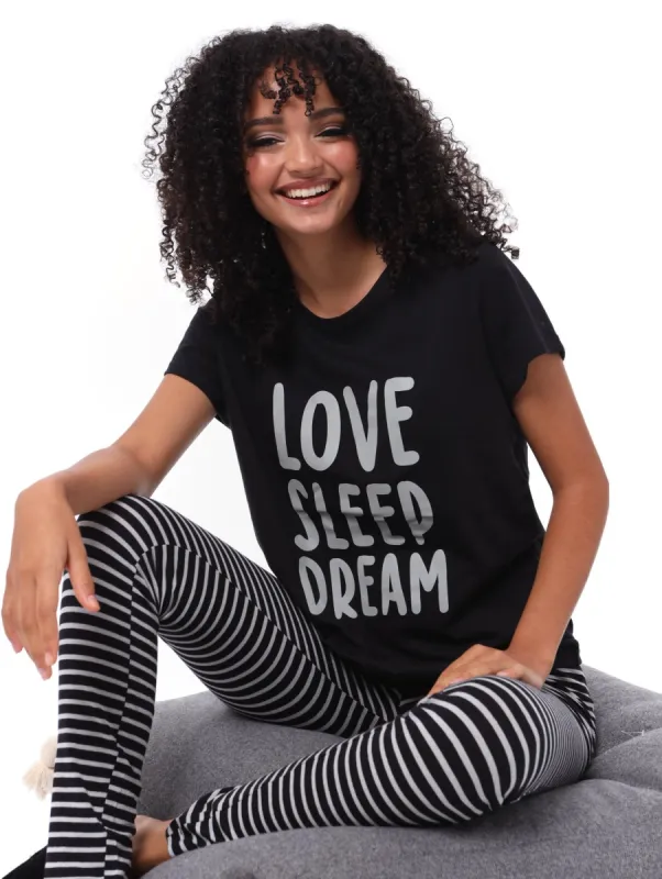 Ladies Love Sleep Dream Legging PJ Set - Black sold by Edgars