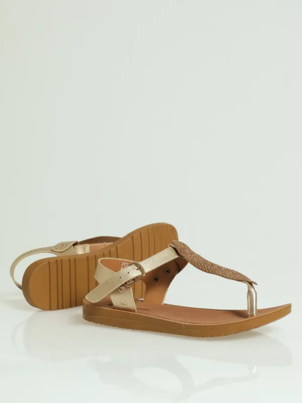 Ariella Leaf Detail Toe Post Sandal - Gold sold by Edgars
