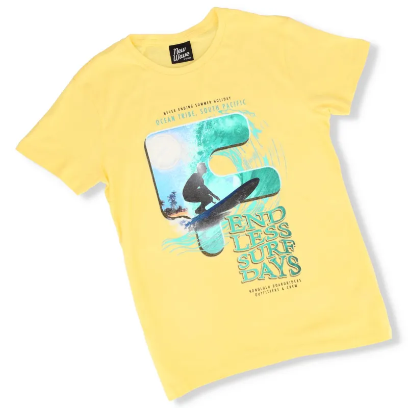 Boys Surf Days Tee - Soft Yellow sold by Edgars