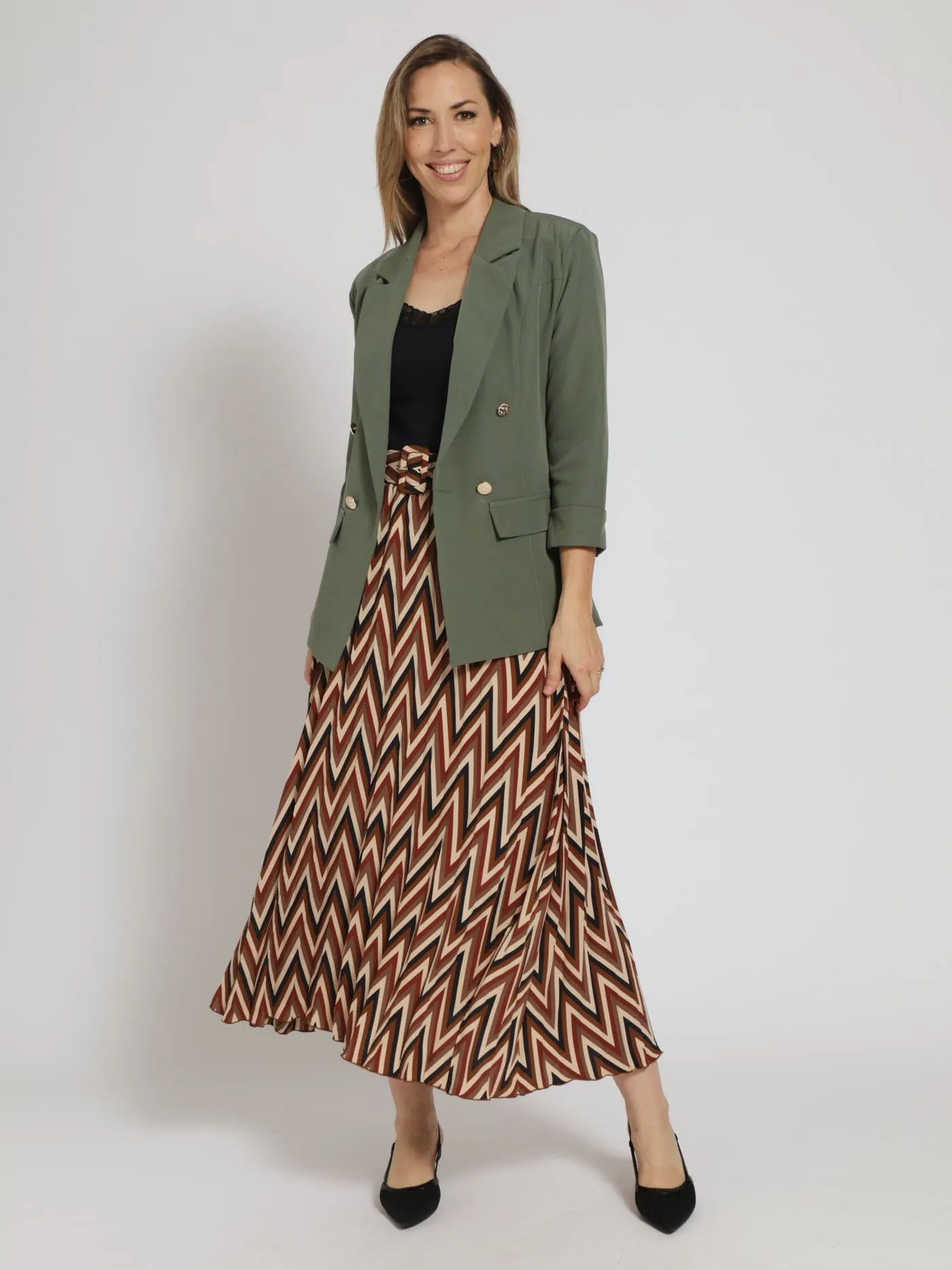 Long Sleeve Turn Up Sleeve Blazer - Fatigue sold by Edgars