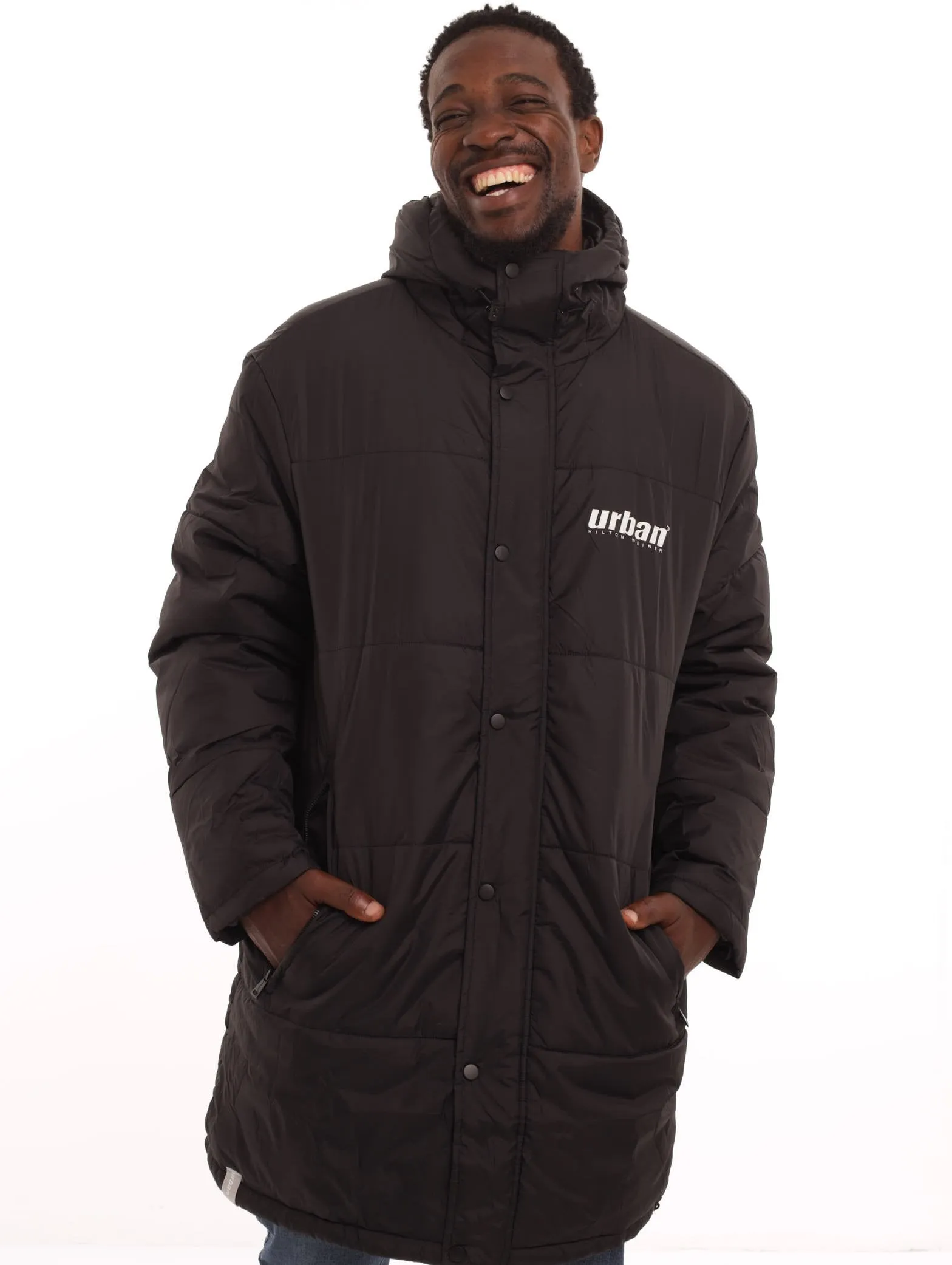 Men's Quilted Long Puffer Jacket - Black sold by Edgars