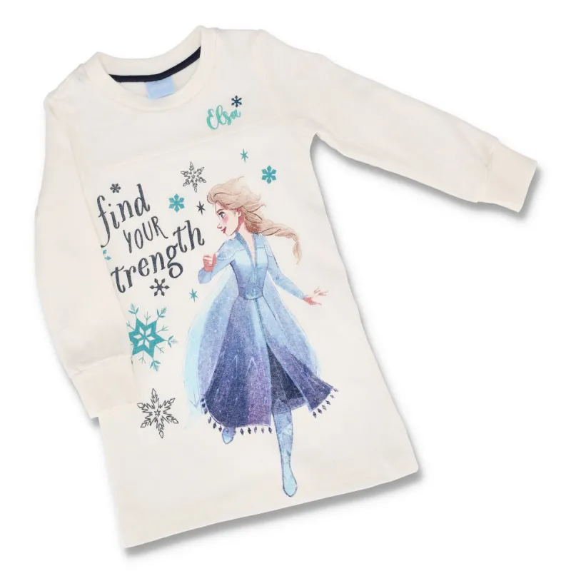 Pre-Girls Frozen Long Sleeve Fleece Dress - Cream sold by Edgars