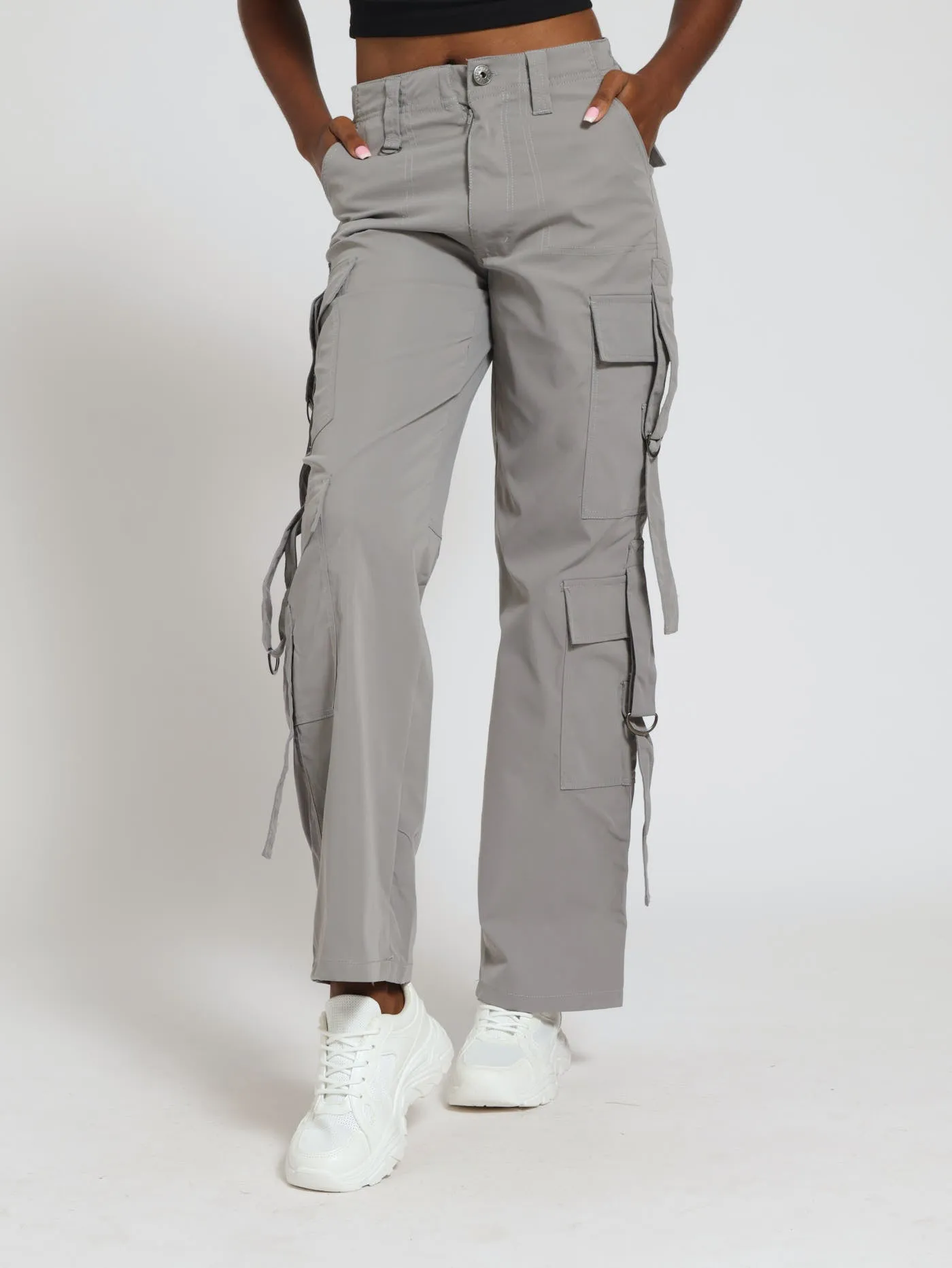 Open Hem Strap Utility Pants - Grey sold by Edgars